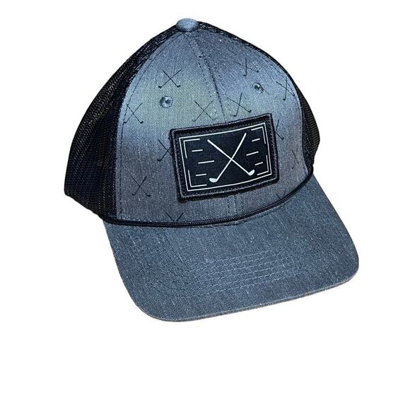 Men's Outdoor Cap Golf Club Patch Grey/Black Snapback mesh hat. Golf. Clubs - Picture 1 of 9